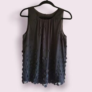 Talbots Petites Black Sleeveless Circle Detail Tank Top Party Career